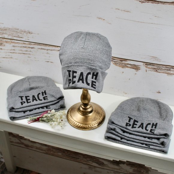 'TEACH PEACE' Knit Beanie - Picture 2 of 5